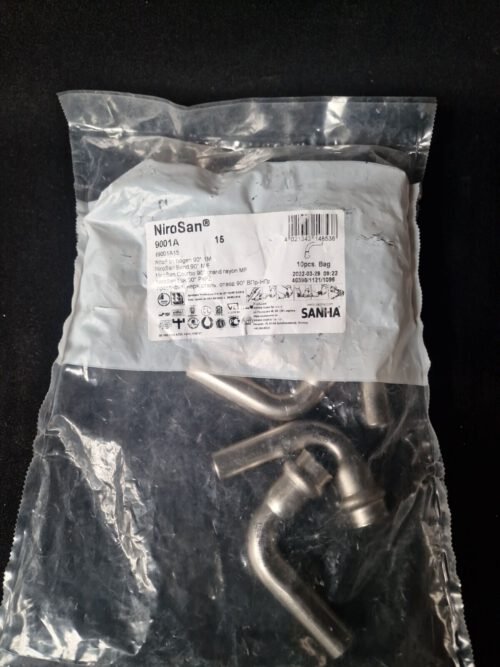 SANHA NiroSan Edelstahl Pressfitting Bogen 90° 9001A i/a 15 mm – Bild 2