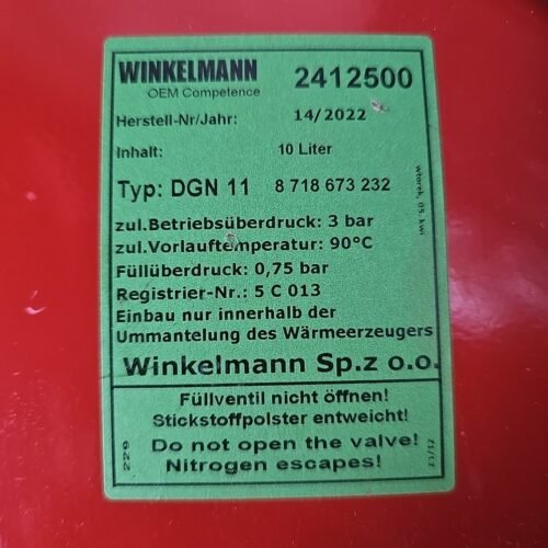 2022 Junkers Ausdehnungsgefäß ZWR-...-2 -3 -4 2412500 8718673232 87154071680